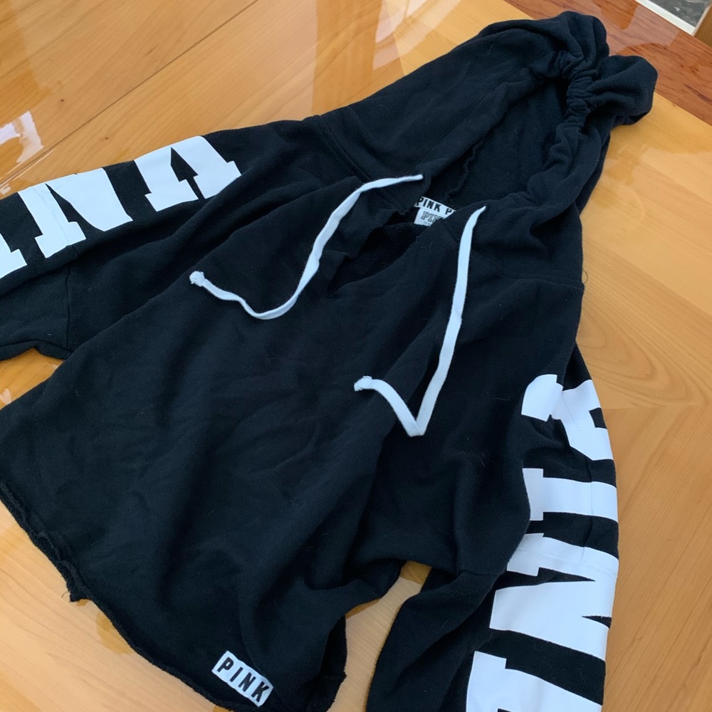 cropped black hoodie from pink